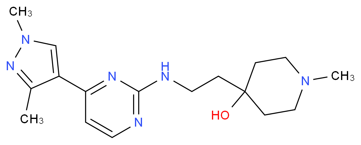 4-(2-{[4-(1,3-dimethyl-1H-pyrazol-4-yl)pyrimidin-2-yl]amino}ethyl)-1-methylpiperidin-4-ol_分子结构_CAS_)