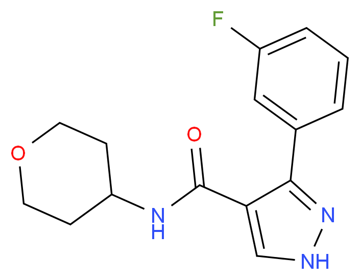 3-(3-fluorophenyl)-N-(tetrahydro-2H-pyran-4-yl)-1H-pyrazole-4-carboxamide_分子结构_CAS_)