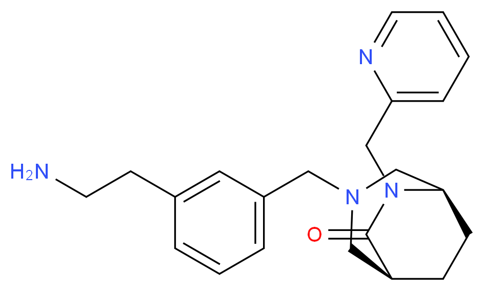 (1S*,5R*)-3-[3-(2-aminoethyl)benzyl]-6-(2-pyridinylmethyl)-3,6-diazabicyclo[3.2.2]nonan-7-one_分子结构_CAS_)