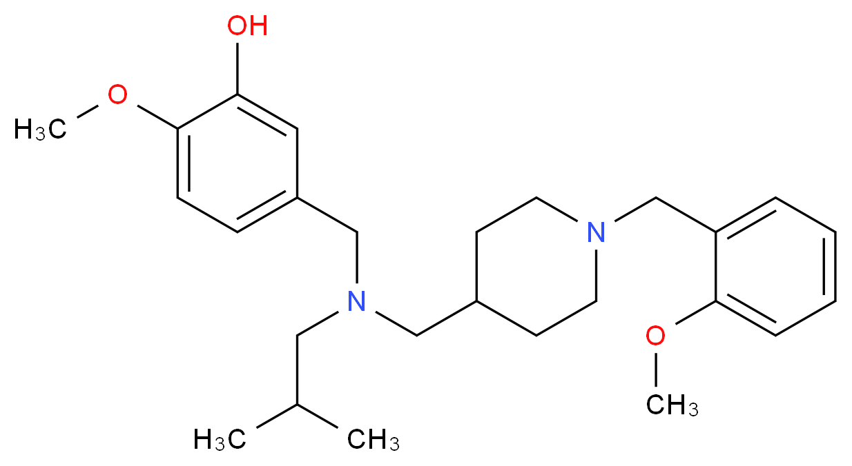 5-[(isobutyl{[1-(2-methoxybenzyl)-4-piperidinyl]methyl}amino)methyl]-2-methoxyphenol_分子结构_CAS_)