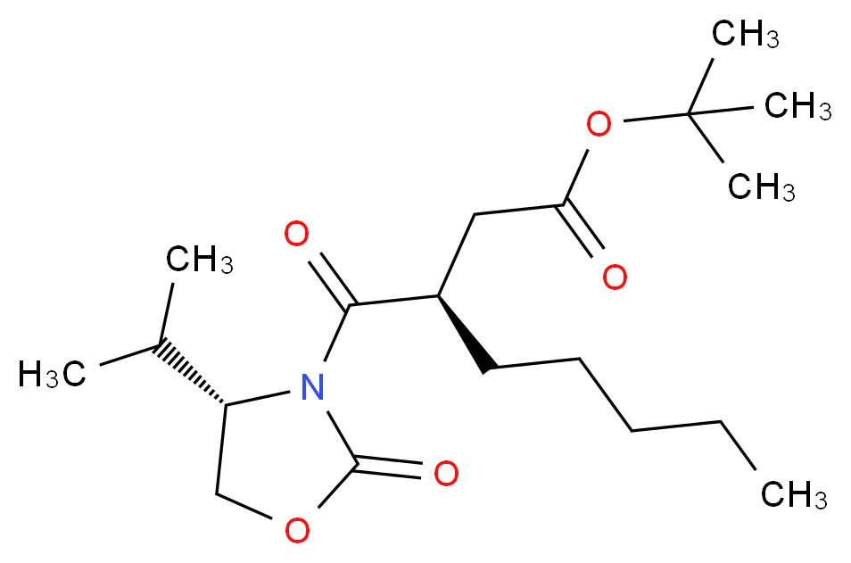 tert-butyl (3R)-3-[(4S)-2-oxo-4-(propan-2-yl)-1,3-oxazolidine-3-carbonyl]octanoate_分子结构_CAS_147961-55-5