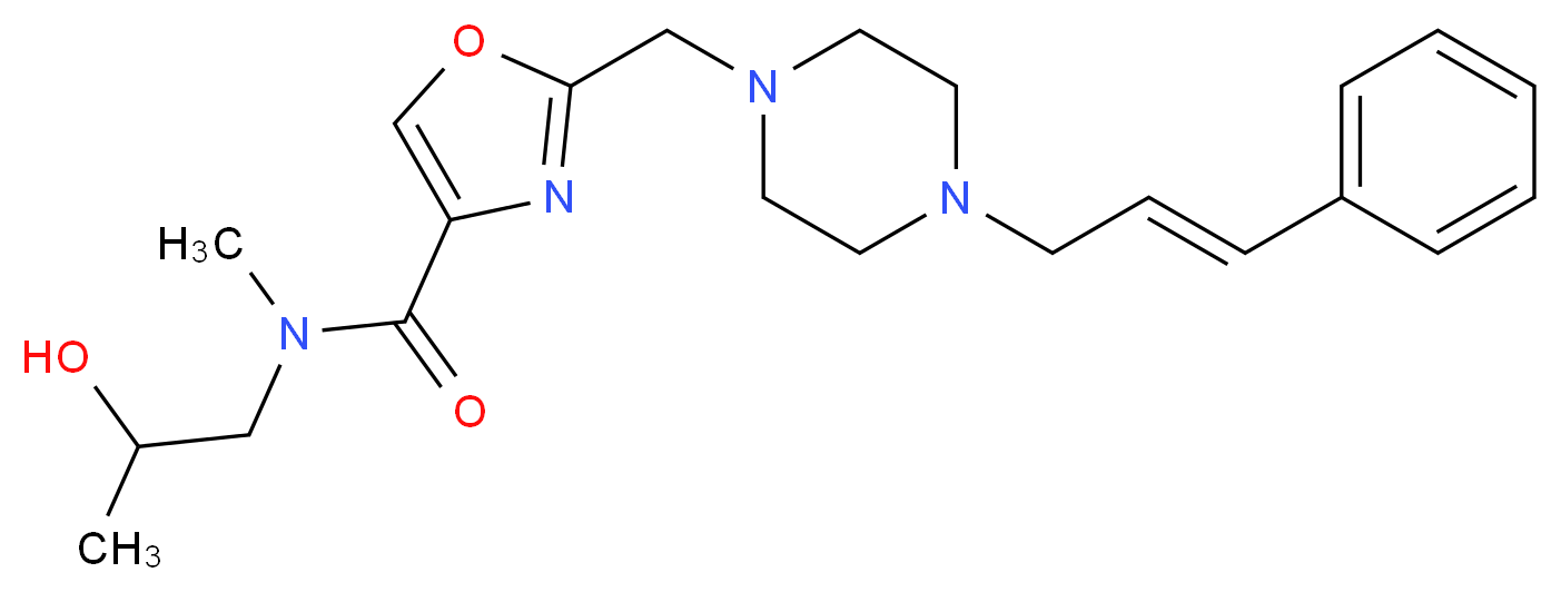 N-(2-hydroxypropyl)-N-methyl-2-({4-[(2E)-3-phenylprop-2-en-1-yl]piperazin-1-yl}methyl)-1,3-oxazole-4-carboxamide_分子结构_CAS_)