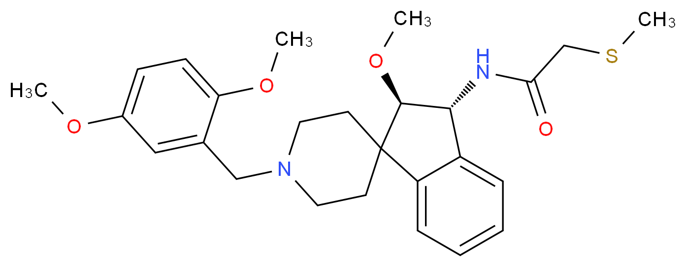 N-[(2R*,3R*)-1'-(2,5-dimethoxybenzyl)-2-methoxy-2,3-dihydrospiro[indene-1,4'-piperidin]-3-yl]-2-(methylthio)acetamide_分子结构_CAS_)