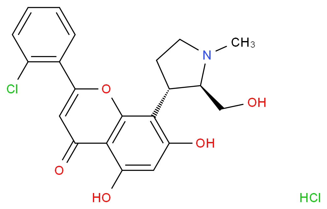 2-(2-chlorophenyl)-5,7-dihydroxy-8-[(2R,3S)-2-(hydroxymethyl)-1-methylpyrrolidin-3-yl]-4H-chromen-4-one hydrochloride_分子结构_CAS_920113-03-7