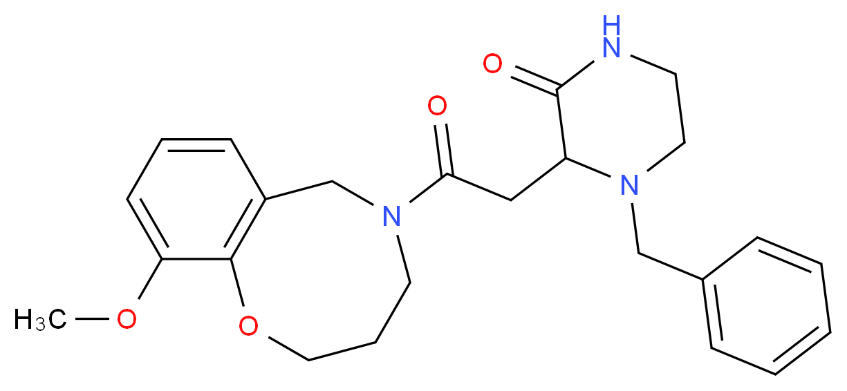4-benzyl-3-[2-(10-methoxy-3,4-dihydro-2H-1,5-benzoxazocin-5(6H)-yl)-2-oxoethyl]-2-piperazinone_分子结构_CAS_)