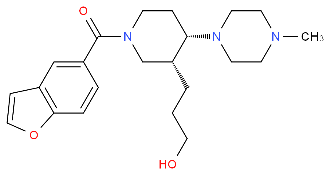 3-[(3R*,4S*)-1-(1-benzofuran-5-ylcarbonyl)-4-(4-methylpiperazin-1-yl)piperidin-3-yl]propan-1-ol_分子结构_CAS_)