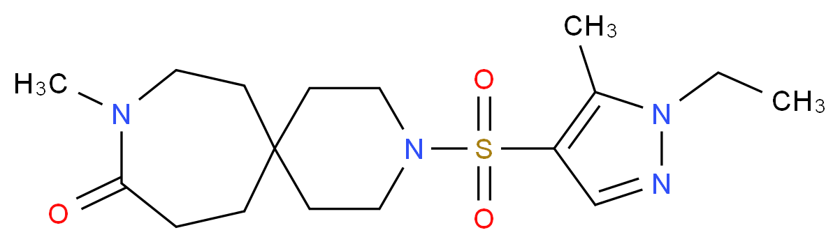 3-[(1-ethyl-5-methyl-1H-pyrazol-4-yl)sulfonyl]-9-methyl-3,9-diazaspiro[5.6]dodecan-10-one_分子结构_CAS_)
