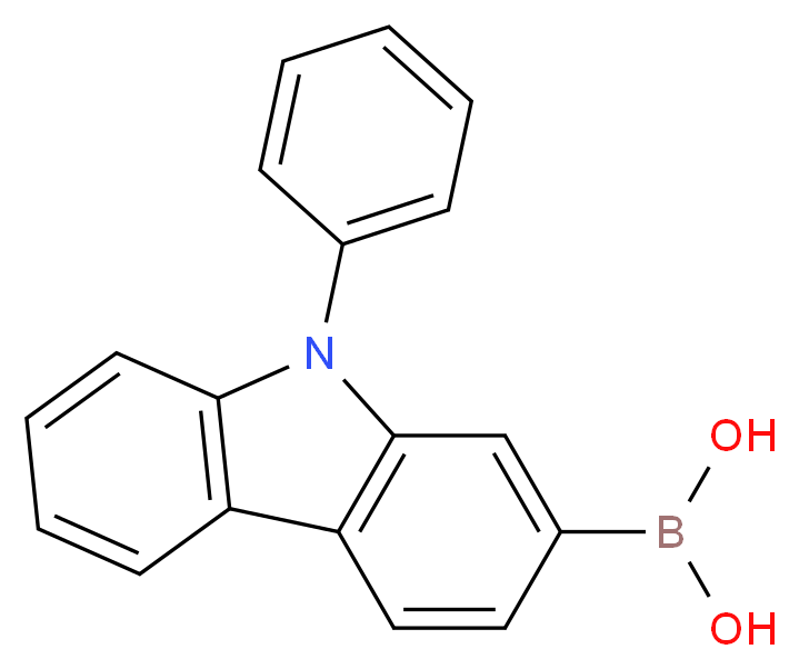 (9-phenyl-9H-carbazol-2-yl)boronic acid_分子结构_CAS_1001911-63-2)