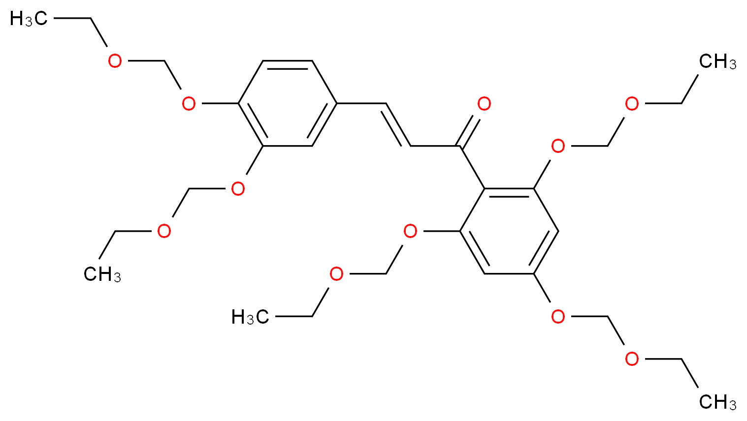 (2E)-3-[3,4-bis(ethoxymethoxy)phenyl]-1-[2,4,6-tris(ethoxymethoxy)phenyl]prop-2-en-1-one_分子结构_CAS_1076199-13-7