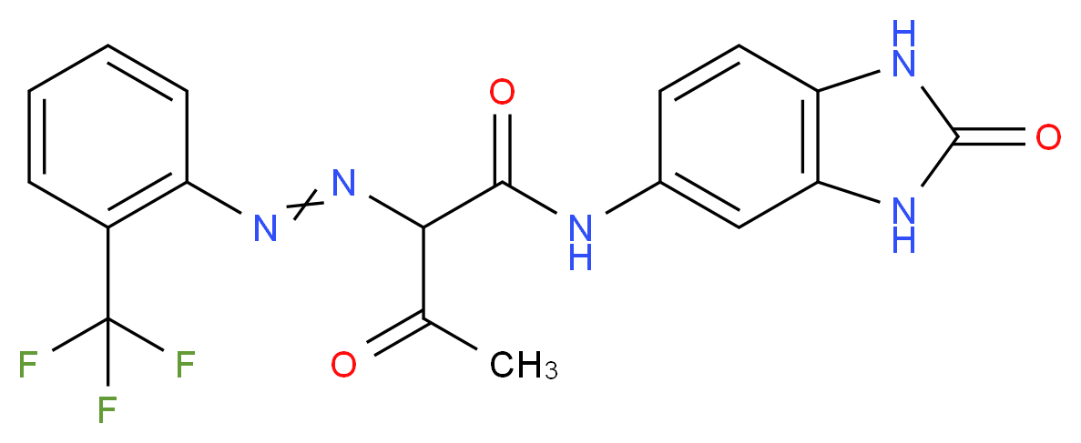 3-oxo-N-(2-oxo-2,3-dihydro-1H-1,3-benzodiazol-5-yl)-2-{2-[2-(trifluoromethyl)phenyl]diazen-1-yl}butanamide_分子结构_CAS_68134-22-5
