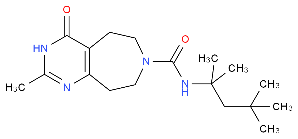2-methyl-4-oxo-N-(1,1,3,3-tetramethylbutyl)-3,4,5,6,8,9-hexahydro-7H-pyrimido[4,5-d]azepine-7-carboxamide_分子结构_CAS_)