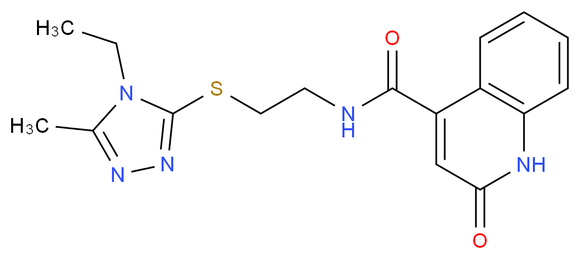 N-{2-[(4-ethyl-5-methyl-4H-1,2,4-triazol-3-yl)thio]ethyl}-2-oxo-1,2-dihydro-4-quinolinecarboxamide_分子结构_CAS_)