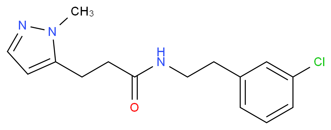 N-[2-(3-chlorophenyl)ethyl]-3-(1-methyl-1H-pyrazol-5-yl)propanamide_分子结构_CAS_)