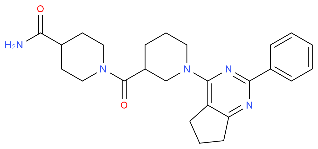 1-{[1-(2-phenyl-6,7-dihydro-5H-cyclopenta[d]pyrimidin-4-yl)-3-piperidinyl]carbonyl}-4-piperidinecarboxamide_分子结构_CAS_)