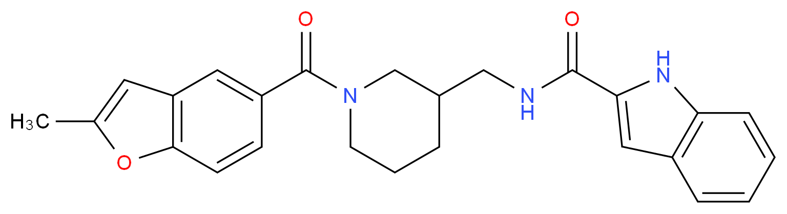 N-({1-[(2-methyl-1-benzofuran-5-yl)carbonyl]-3-piperidinyl}methyl)-1H-indole-2-carboxamide_分子结构_CAS_)