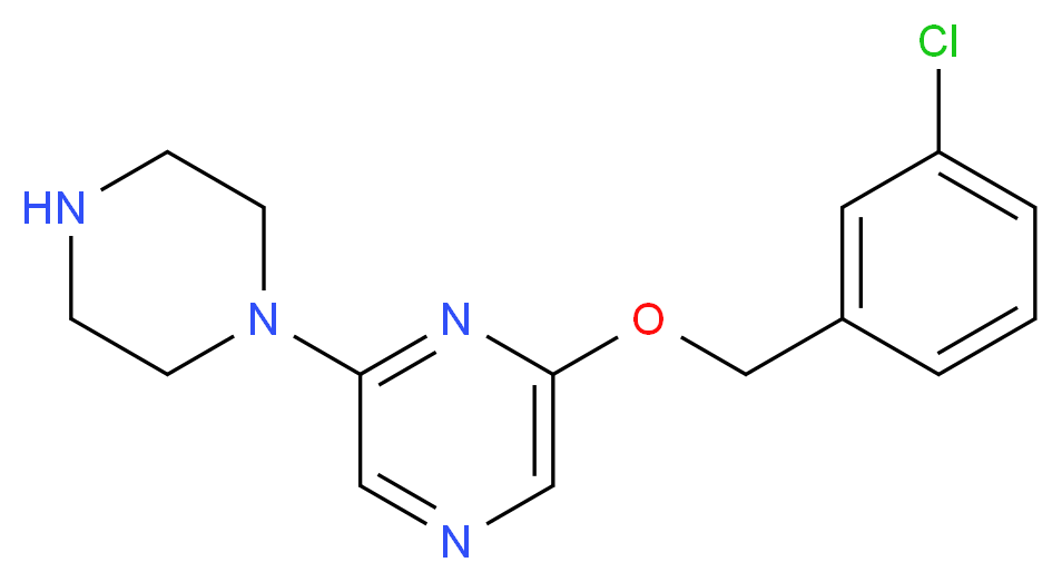 2-[(3-chlorophenyl)methoxy]-6-(piperazin-1-yl)pyrazine_分子结构_CAS_479683-64-2