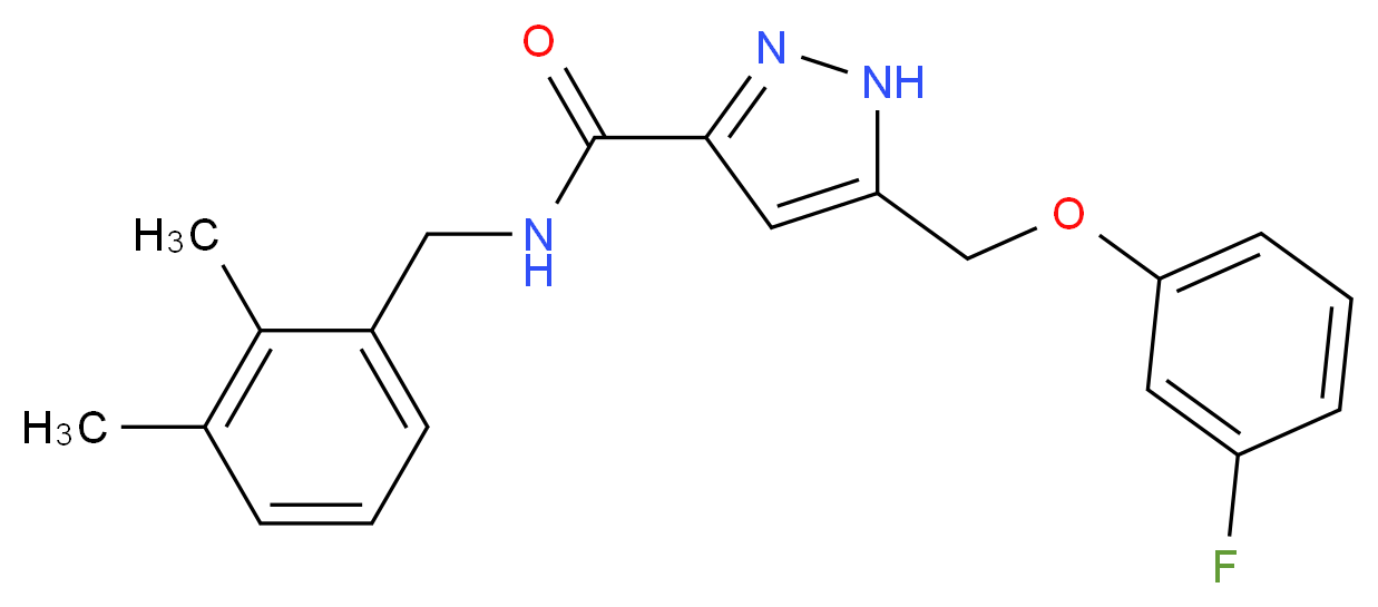 N-(2,3-dimethylbenzyl)-5-[(3-fluorophenoxy)methyl]-1H-pyrazole-3-carboxamide_分子结构_CAS_)