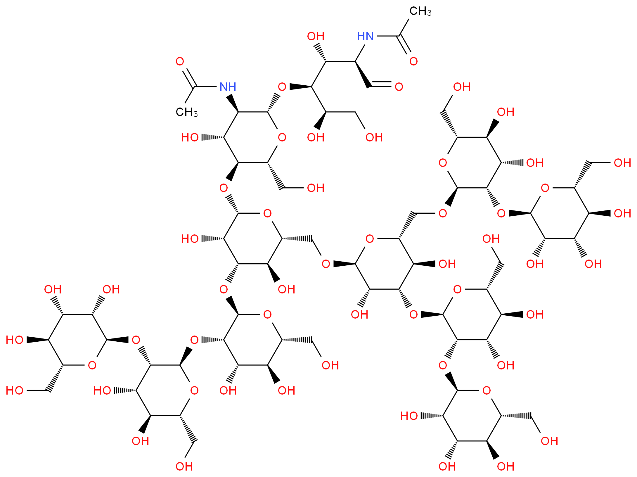 N-[(2R,3R,4S,5R)-4-{[(2S,3R,4R,5S,6R)-5-{[(2S,3S,4S,5R,6R)-4-{[(2R,3S,4S,5S,6R)-3-{[(2R,3S,4S,5S,6R)-4,5-dihydroxy-6-(hydroxymethyl)-3-{[(2R,3S,4S,5S,6R)-3,4,5-trihydroxy-6-(hydroxymethyl)oxan-2-yl]oxy}oxan-2-yl]oxy}-4,5-dihydroxy-6-(hydroxymethyl)oxan-2-yl]oxy}-6-({[(2S,3S,4S,5R,6R)-4-{[(2R,3S,4S,5S,6R)-4,5-dihydroxy-6-(hydroxymethyl)-3-{[(2R,3S,4S,5S,6R)-3,4,5-trihydroxy-6-(hydroxymethyl)oxan-2-yl]oxy}oxan-2-yl]oxy}-6-({[(2S,3S,4S,5S,6R)-4,5-dihydroxy-6-(hydroxymethyl)-3-{[(2R,3S,4S,5S,6R)-3,4,5-trihydroxy-6-(hydroxymethyl)oxan-2-yl]oxy}oxan-2-yl]oxy}methyl)-3,5-dihydroxyoxan-2-yl]oxy}methyl)-3,5-dihydroxyoxan-2-yl]oxy}-3-acetamido-4-hydroxy-6-(hydroxymethyl)oxan-2-yl]oxy}-3,5,6-trihydroxy-1-oxohexan-2-yl]acetamide_分子结构_CAS_71246-55-4