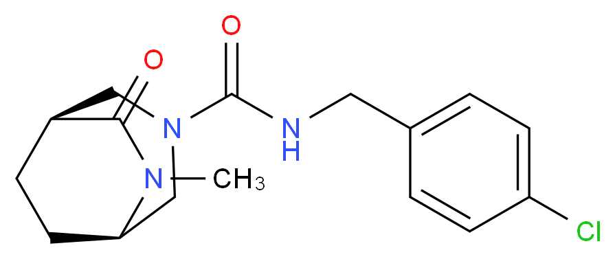 (1S*,5R*)-N-(4-chlorobenzyl)-6-methyl-7-oxo-3,6-diazabicyclo[3.2.2]nonane-3-carboxamide_分子结构_CAS_)