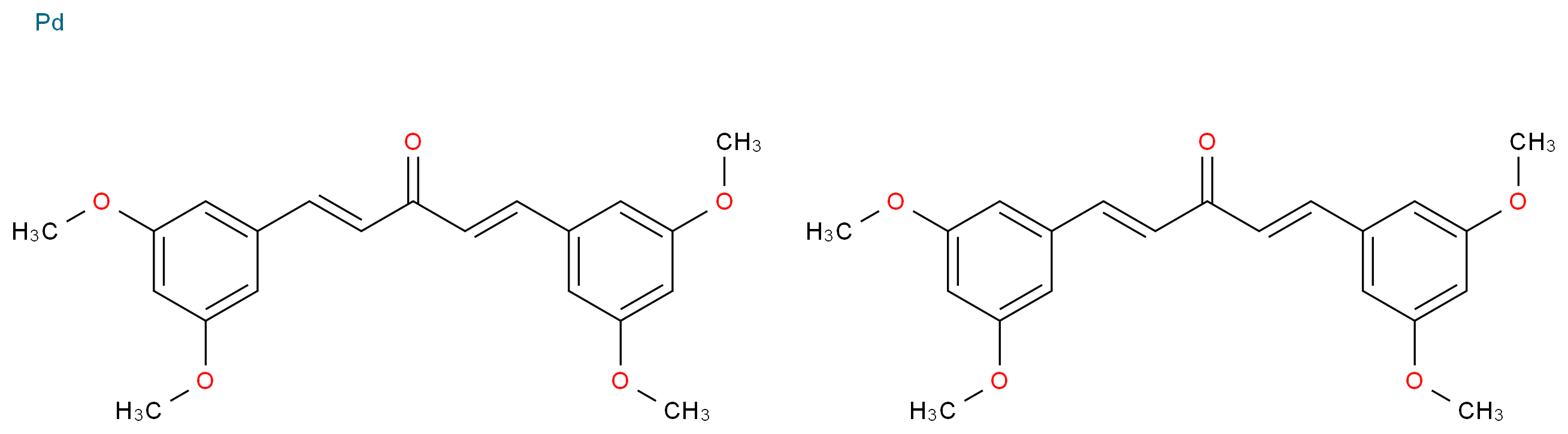 bis((1E,4E)-1,5-bis(3,5-dimethoxyphenyl)penta-1,4-dien-3-one) palladium_分子结构_CAS_811862-77-8