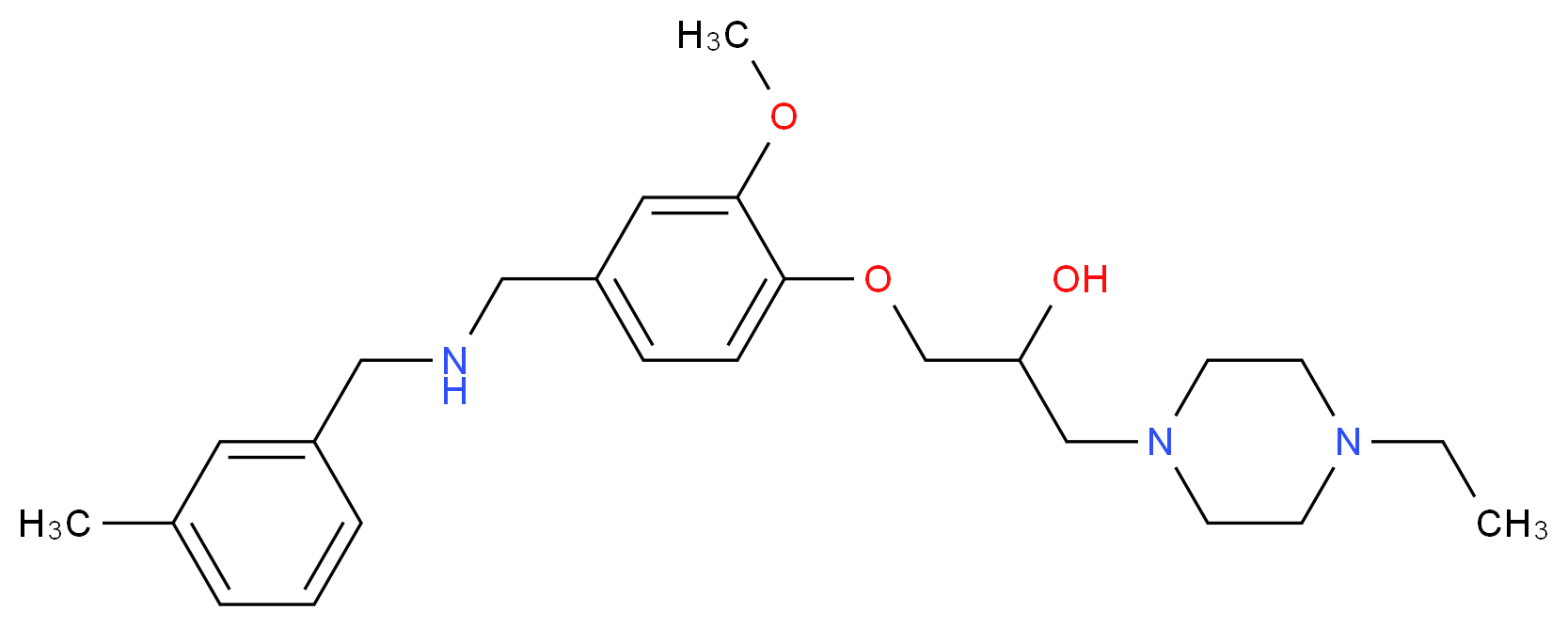 1-(4-ethyl-1-piperazinyl)-3-(2-methoxy-4-{[(3-methylbenzyl)amino]methyl}phenoxy)-2-propanol_分子结构_CAS_)