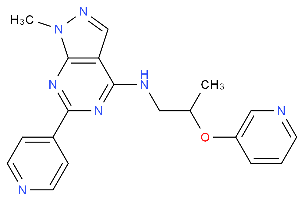 1-methyl-6-(4-pyridinyl)-N-[2-(3-pyridinyloxy)propyl]-1H-pyrazolo[3,4-d]pyrimidin-4-amine_分子结构_CAS_)