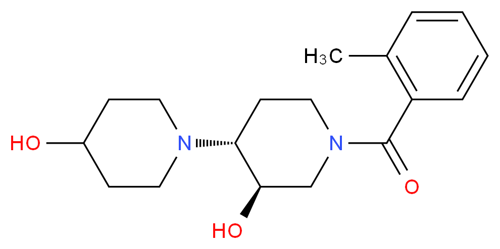 (3'R*,4'R*)-1'-(2-methylbenzoyl)-1,4'-bipiperidine-3',4-diol_分子结构_CAS_)