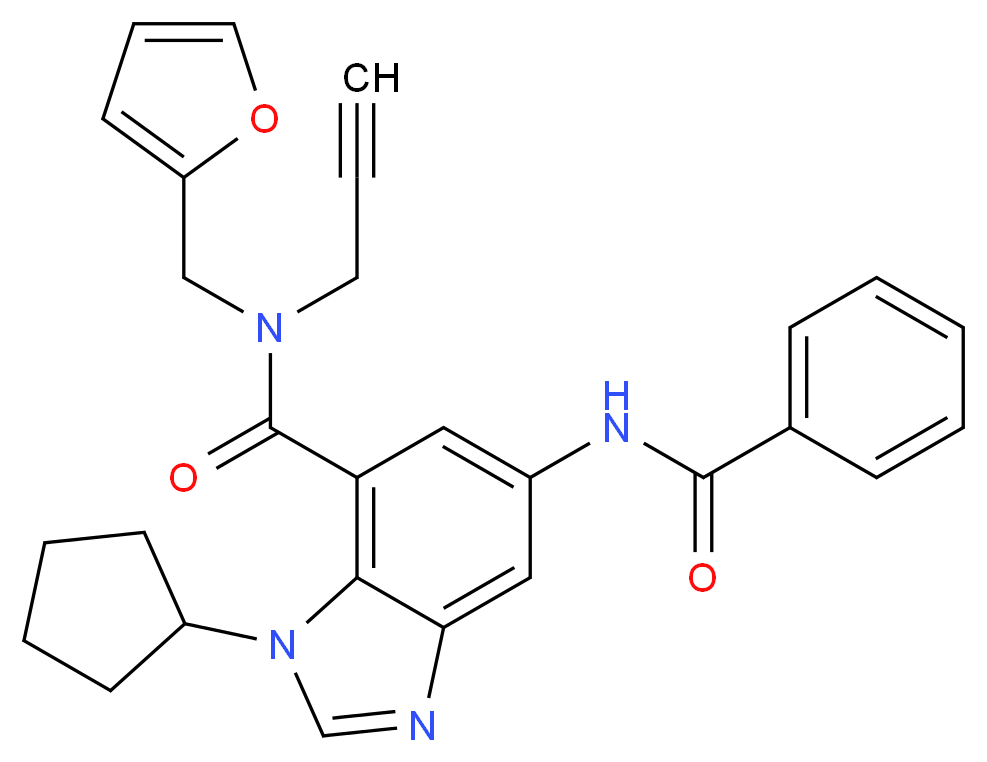 5-(benzoylamino)-1-cyclopentyl-N-(2-furylmethyl)-N-2-propyn-1-yl-1H-benzimidazole-7-carboxamide_分子结构_CAS_)