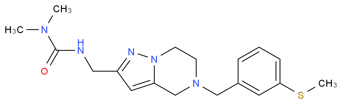 N,N-dimethyl-N'-({5-[3-(methylthio)benzyl]-4,5,6,7-tetrahydropyrazolo[1,5-a]pyrazin-2-yl}methyl)urea_分子结构_CAS_)