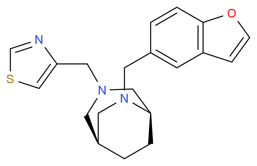 (1S*,5R*)-6-(1-benzofuran-5-ylmethyl)-3-(1,3-thiazol-4-ylmethyl)-3,6-diazabicyclo[3.2.2]nonane_分子结构_CAS_)