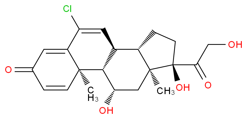 (1S,2R,10S,11S,14R,15S,17S)-8-chloro-14,17-dihydroxy-14-(2-hydroxyacetyl)-2,15-dimethyltetracyclo[8.7.0.0<sup>2</sup>,<sup>7</sup>.0<sup>1</sup><sup>1</sup>,<sup>1</sup><sup>5</sup>]heptadeca-3,6,8-trien-5-one_分子结构_CAS_5251-34-3