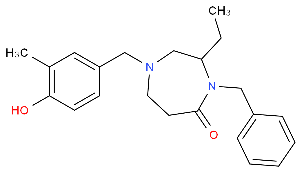 4-benzyl-3-ethyl-1-(4-hydroxy-3-methylbenzyl)-1,4-diazepan-5-one_分子结构_CAS_)