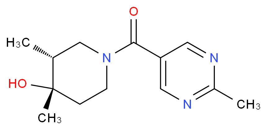 (3R*,4S*)-3,4-dimethyl-1-[(2-methylpyrimidin-5-yl)carbonyl]piperidin-4-ol_分子结构_CAS_)