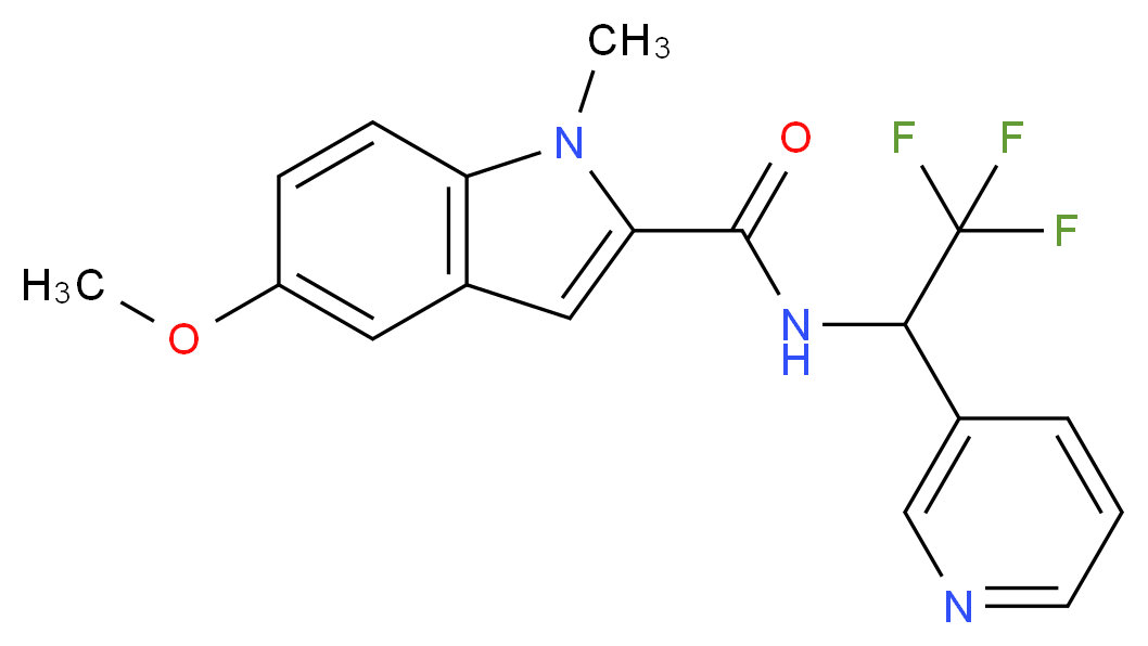 5-methoxy-1-methyl-N-(2,2,2-trifluoro-1-pyridin-3-ylethyl)-1H-indole-2-carboxamide_分子结构_CAS_)