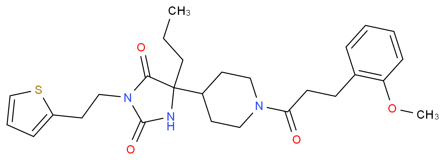 5-{1-[3-(2-methoxyphenyl)propanoyl]-4-piperidinyl}-5-propyl-3-[2-(2-thienyl)ethyl]-2,4-imidazolidinedione_分子结构_CAS_)