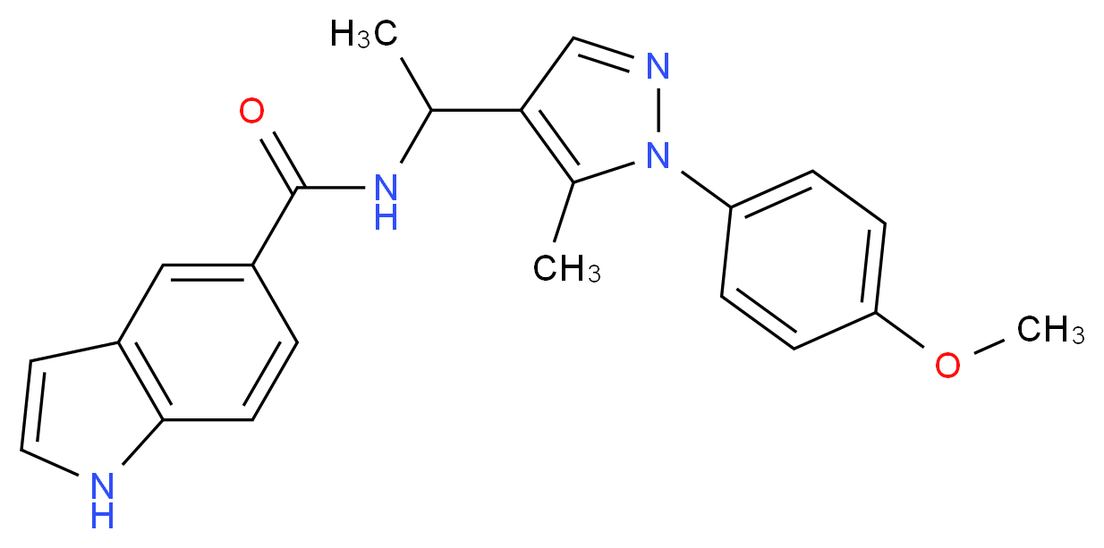 N-{1-[1-(4-methoxyphenyl)-5-methyl-1H-pyrazol-4-yl]ethyl}-1H-indole-5-carboxamide_分子结构_CAS_)