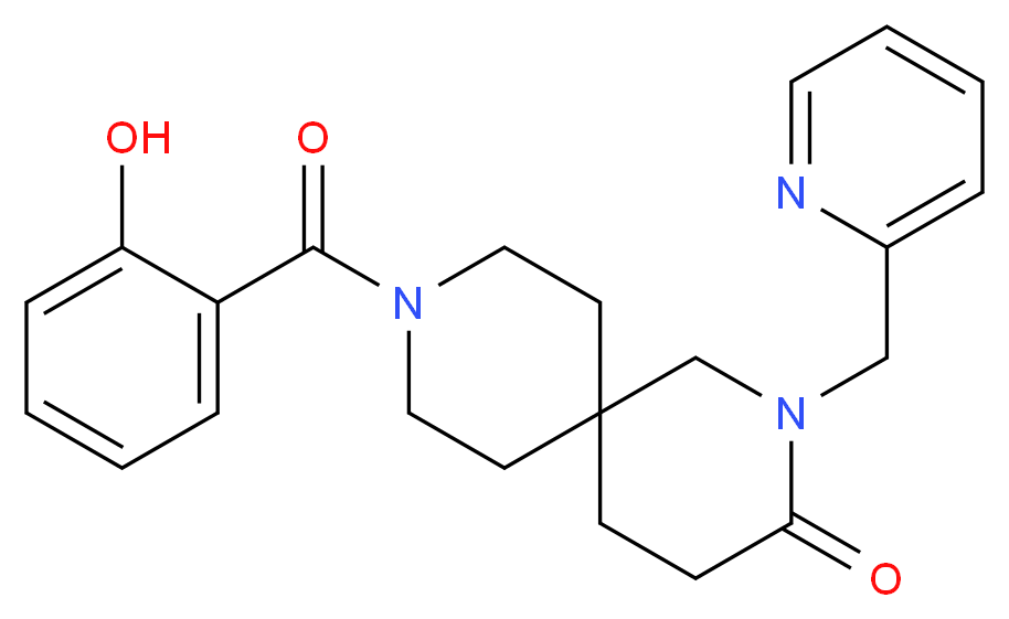 9-(2-hydroxybenzoyl)-2-(pyridin-2-ylmethyl)-2,9-diazaspiro[5.5]undecan-3-one_分子结构_CAS_)