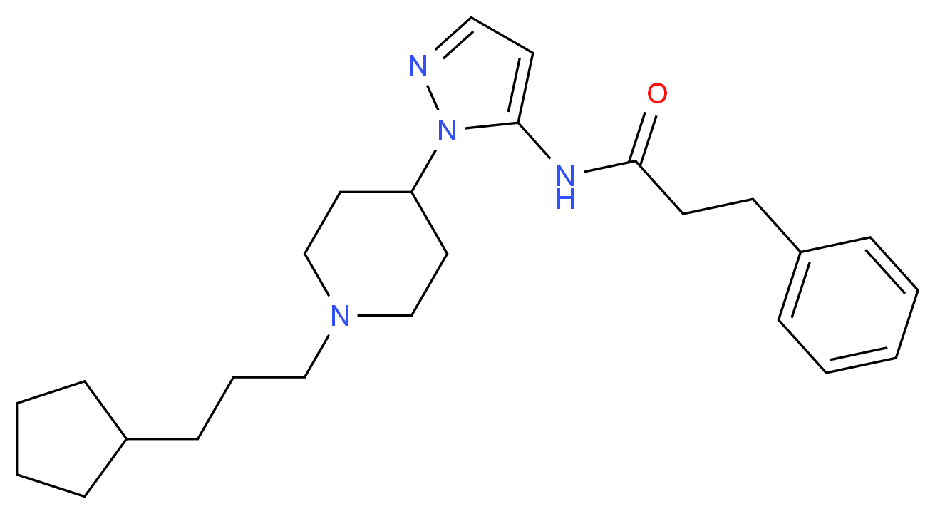 N-{1-[1-(3-cyclopentylpropyl)-4-piperidinyl]-1H-pyrazol-5-yl}-3-phenylpropanamide_分子结构_CAS_)