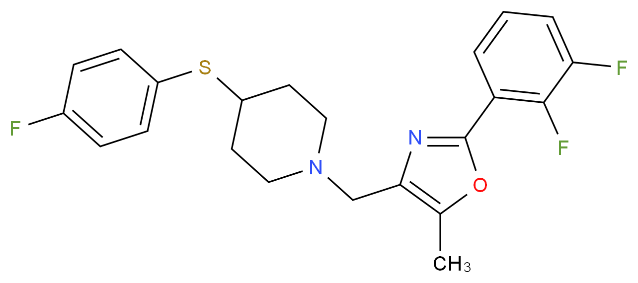1-{[2-(2,3-difluorophenyl)-5-methyl-1,3-oxazol-4-yl]methyl}-4-[(4-fluorophenyl)thio]piperidine_分子结构_CAS_)