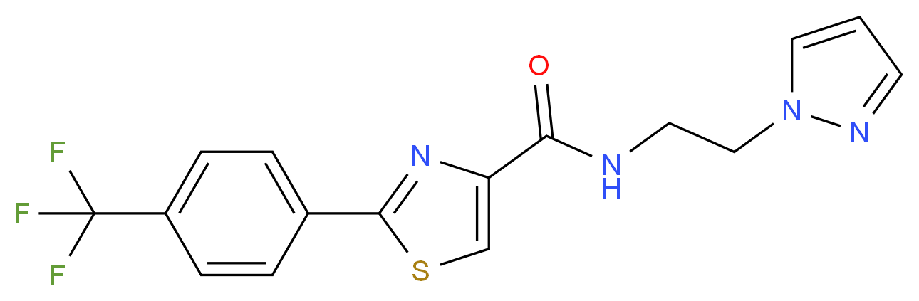 N-[2-(1H-pyrazol-1-yl)ethyl]-2-[4-(trifluoromethyl)phenyl]-1,3-thiazole-4-carboxamide_分子结构_CAS_)