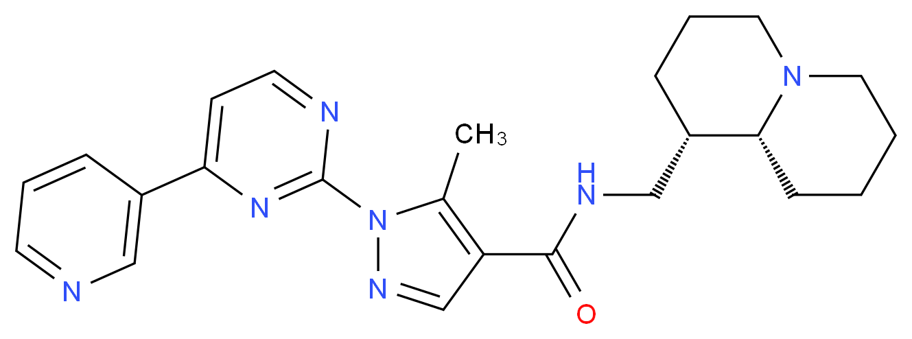 5-methyl-N-[(1S,9aR)-octahydro-2H-quinolizin-1-ylmethyl]-1-[4-(3-pyridinyl)-2-pyrimidinyl]-1H-pyrazole-4-carboxamide_分子结构_CAS_)