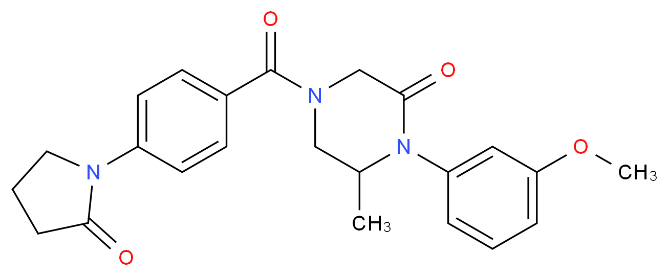 1-(3-methoxyphenyl)-6-methyl-4-[4-(2-oxo-1-pyrrolidinyl)benzoyl]-2-piperazinone_分子结构_CAS_)