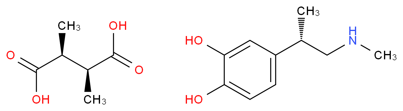 (2S,3S)-2,3-dimethylbutanedioic acid; 4-[(2S)-1-(methylamino)propan-2-yl]benzene-1,2-diol_分子结构_CAS_51-42-3