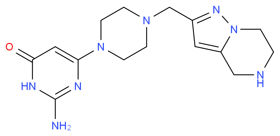2-amino-6-[4-(4,5,6,7-tetrahydropyrazolo[1,5-a]pyrazin-2-ylmethyl)-1-piperazinyl]-4(3H)-pyrimidinone_分子结构_CAS_)