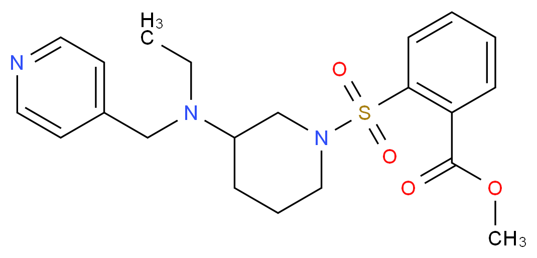 methyl 2-({3-[ethyl(4-pyridinylmethyl)amino]-1-piperidinyl}sulfonyl)benzoate_分子结构_CAS_)