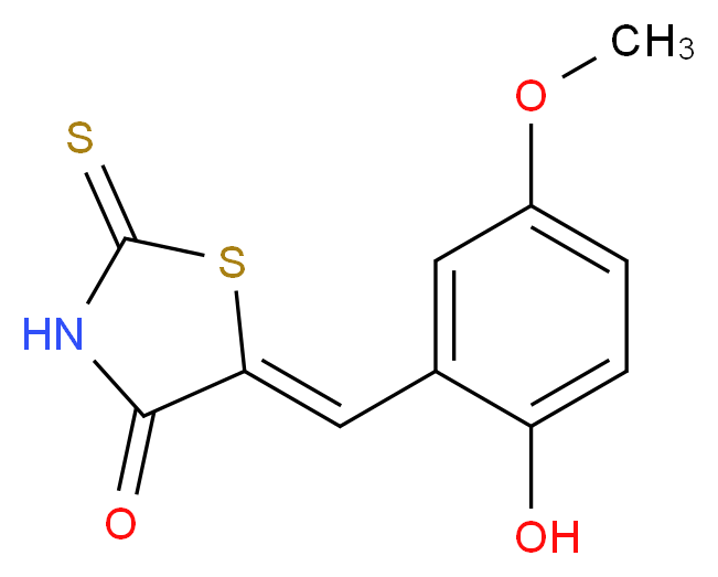 (5Z)-5-[(2-hydroxy-5-methoxyphenyl)methylidene]-2-sulfanylidene-1,3-thiazolidin-4-one_分子结构_CAS_127378-32-9