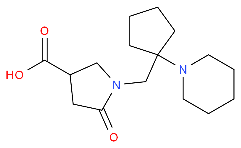 5-oxo-1-[(1-piperidin-1-ylcyclopentyl)methyl]pyrrolidine-3-carboxylic acid_分子结构_CAS_)