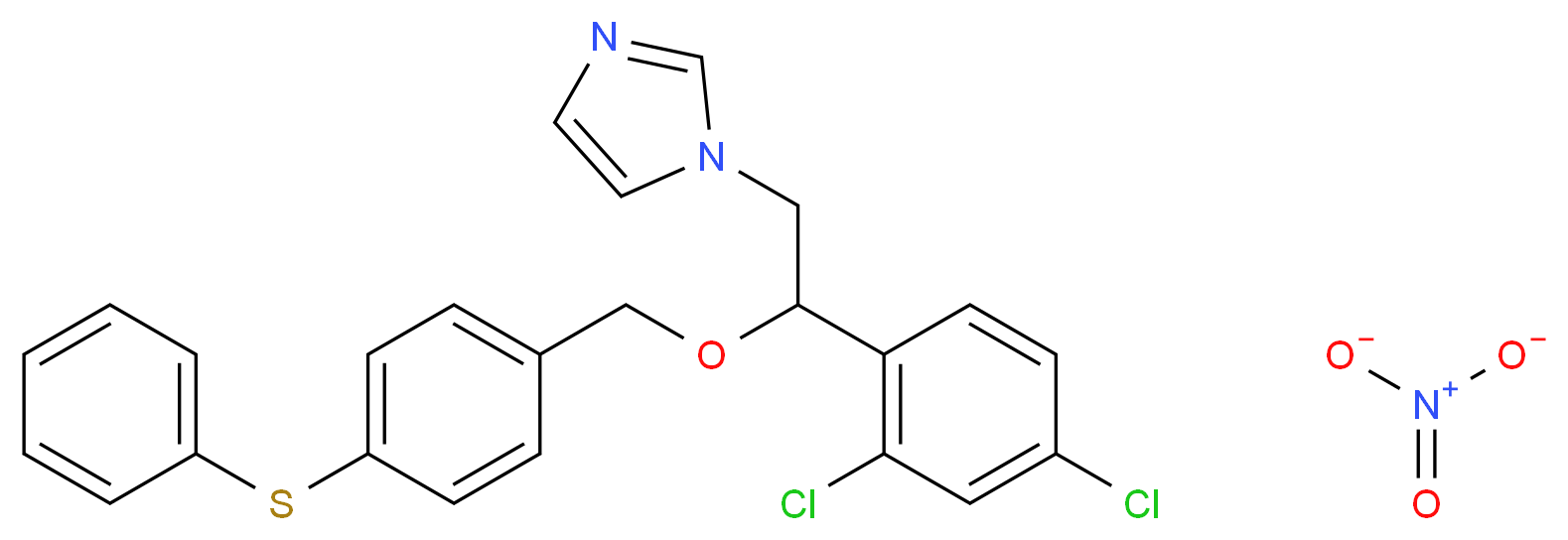1-[2-(2,4-dichlorophenyl)-2-{[4-(phenylsulfanyl)phenyl]methoxy}ethyl]-1H-imidazole nitrate_分子结构_CAS_73151-29-8