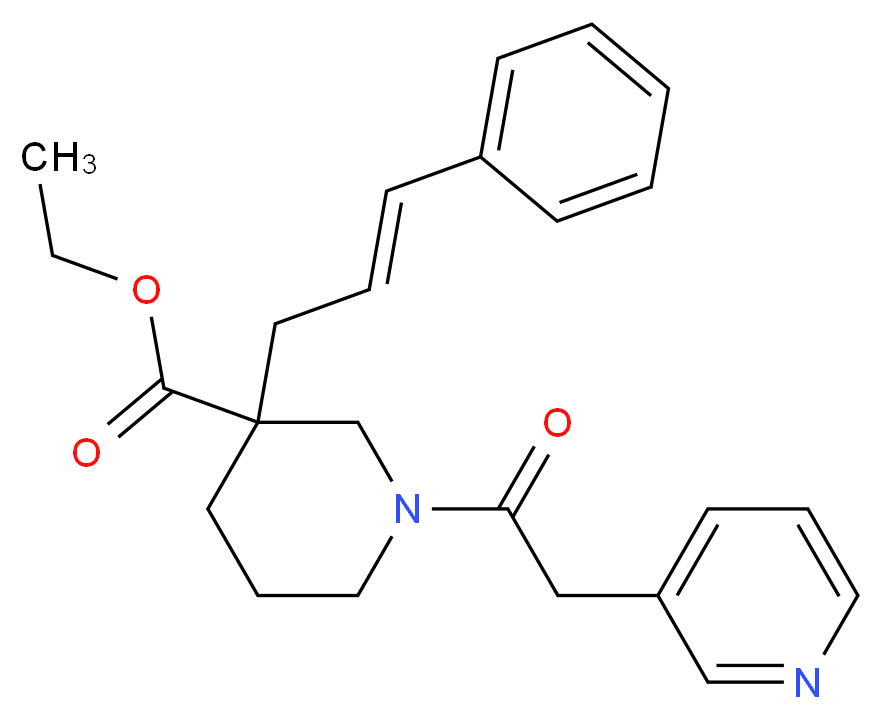 ethyl 3-[(2E)-3-phenyl-2-propen-1-yl]-1-(3-pyridinylacetyl)-3-piperidinecarboxylate_分子结构_CAS_)