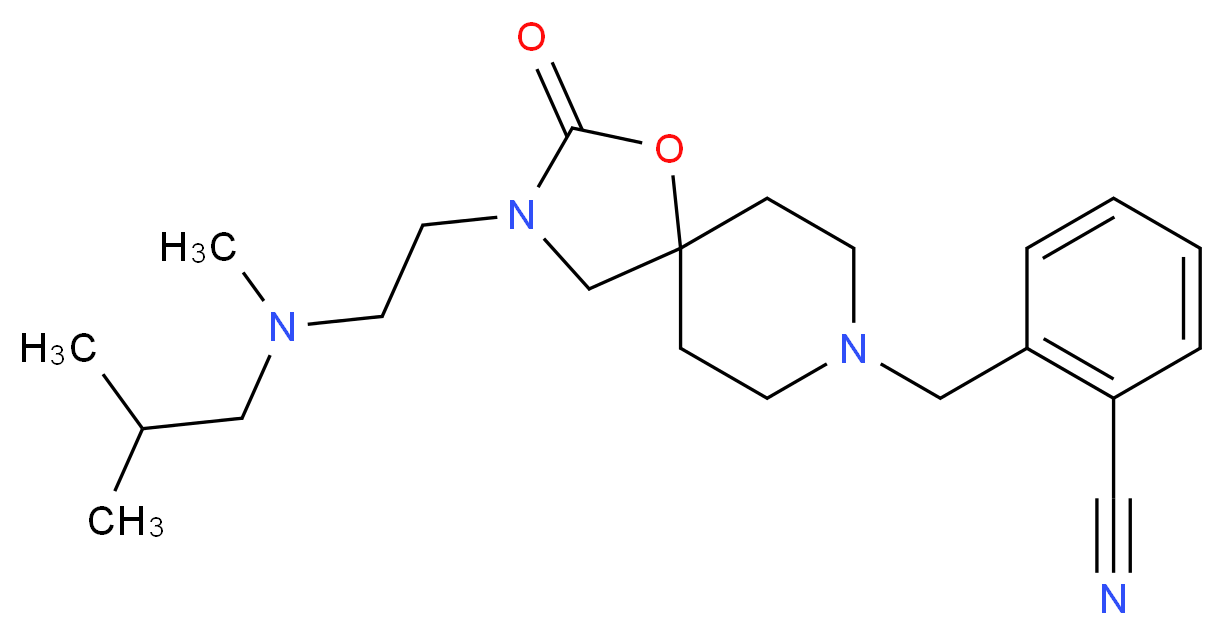 2-[(3-{2-[isobutyl(methyl)amino]ethyl}-2-oxo-1-oxa-3,8-diazaspiro[4.5]dec-8-yl)methyl]benzonitrile_分子结构_CAS_)